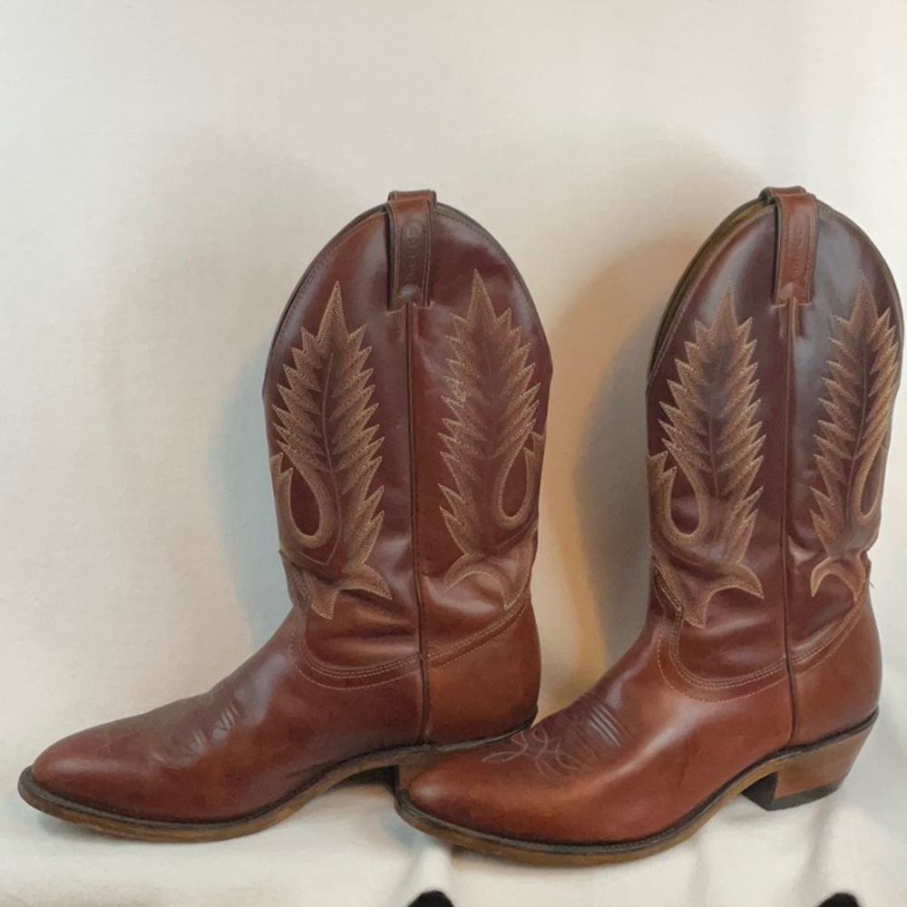 BOULET Classic Brown Leather Cowboy Boots-10E